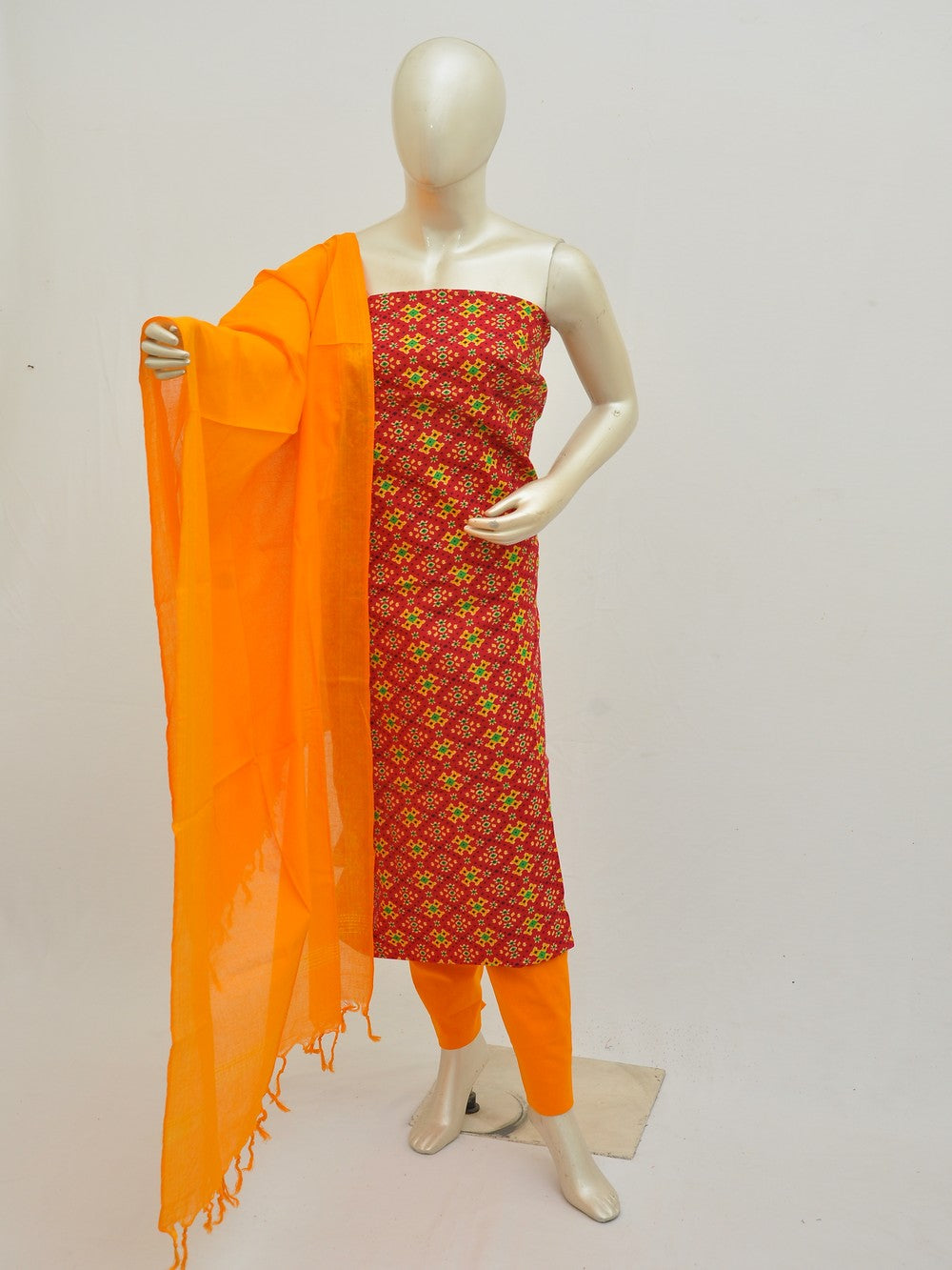 Black - Natural Dyed Block Print 3pc Unstitched Ajrakh Dress Material 08
