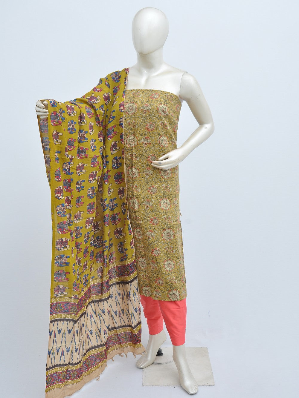 Cotton Silk Kalamkari Printed Dress Material - Pink Color main image 0
