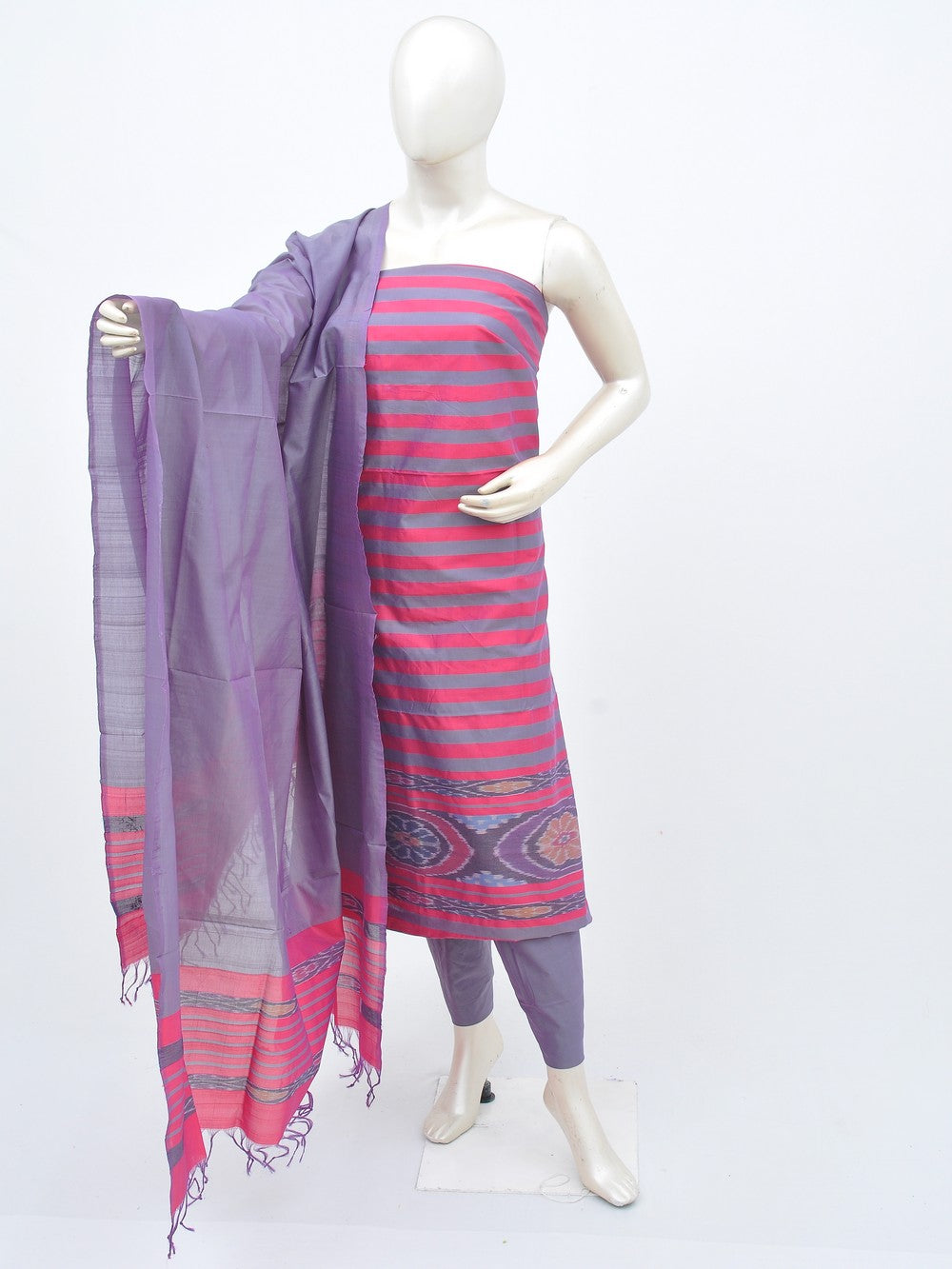 Cotton Silk Zari Woven Lemon Dress Material with Dupatta