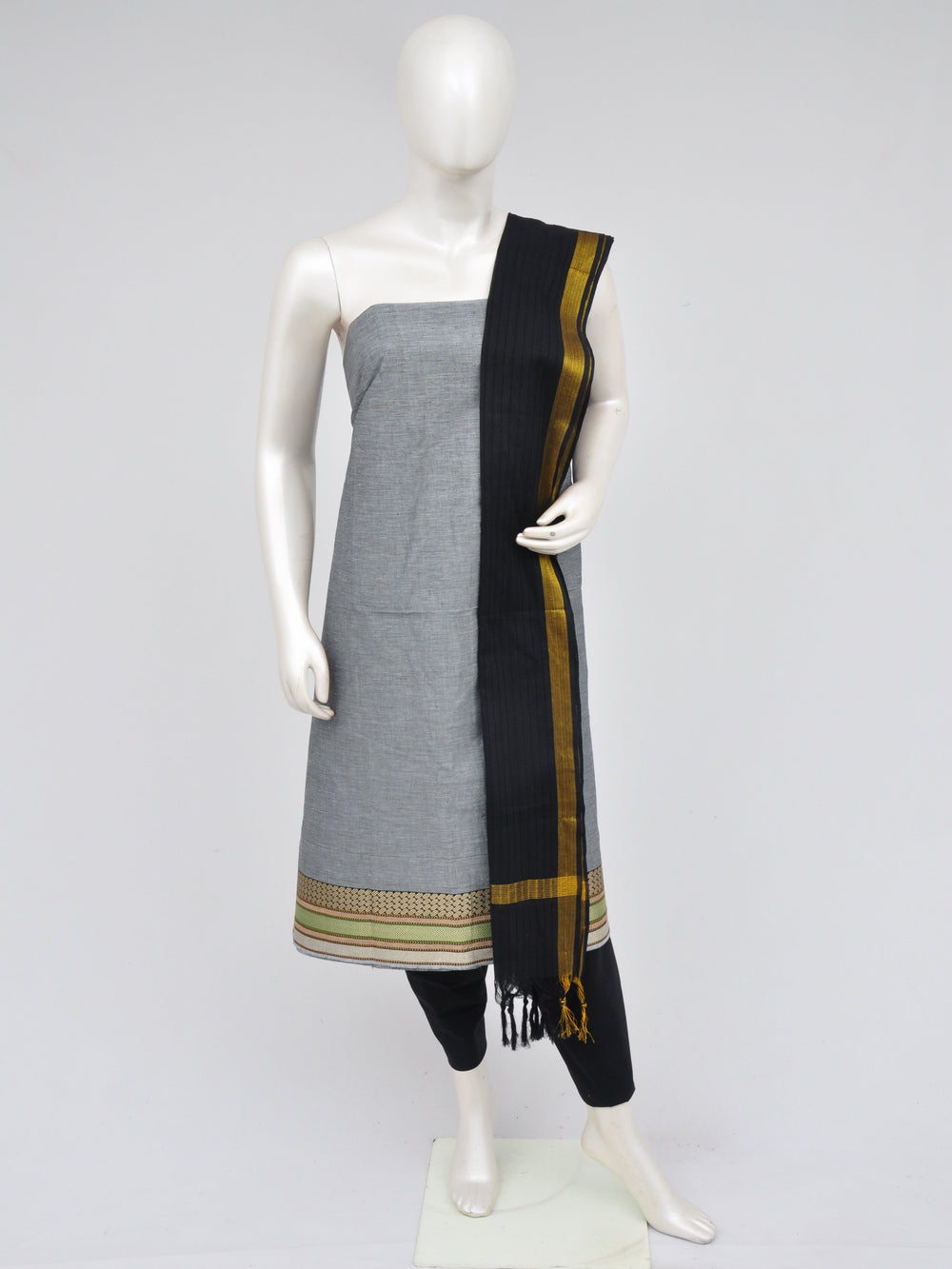 cotton zari border dress materials Lite Canary Pochampalli cotton maheshwari zari border dress material