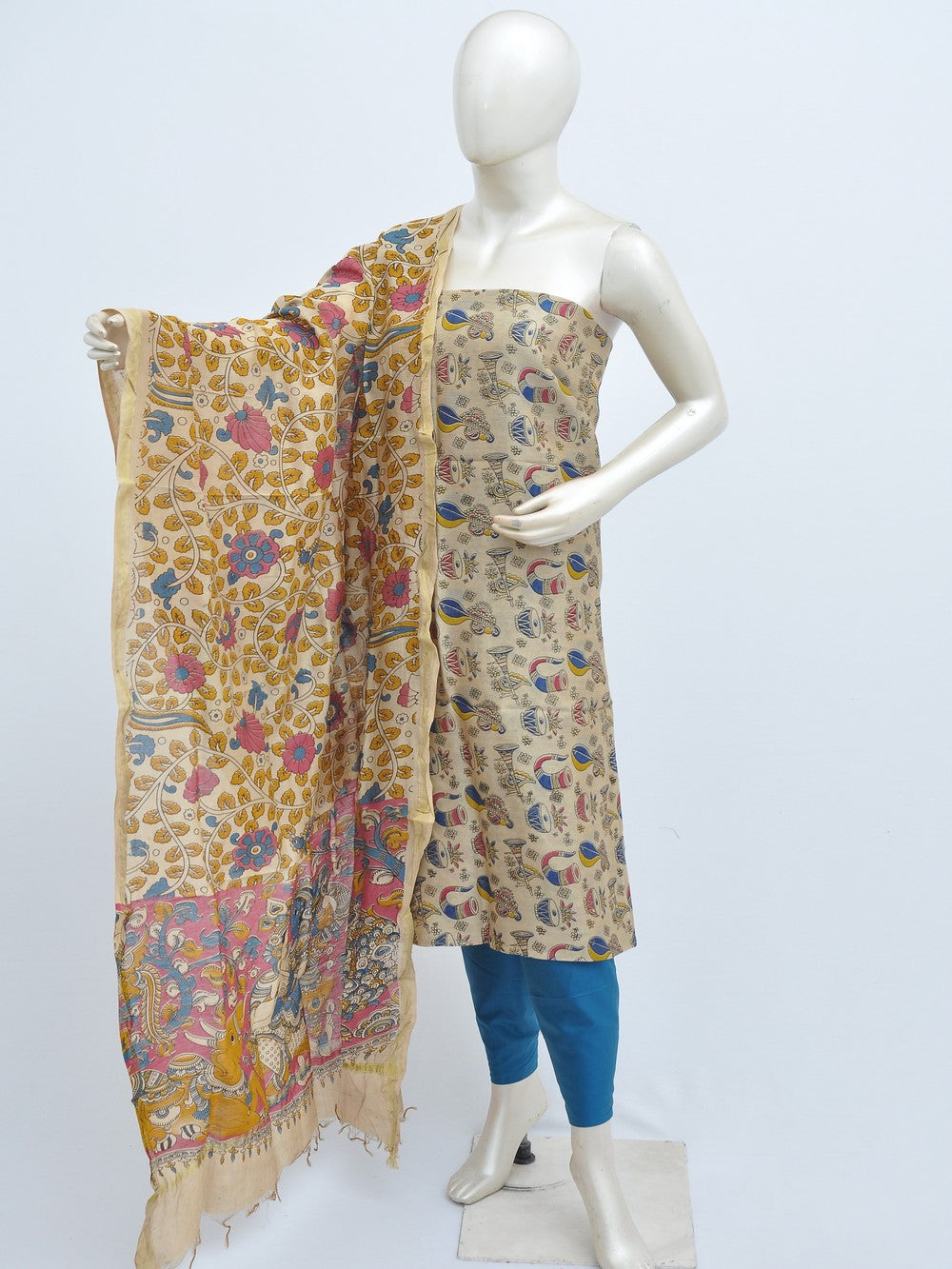 Kalamkari silk dress material Model 3 [D31110025]