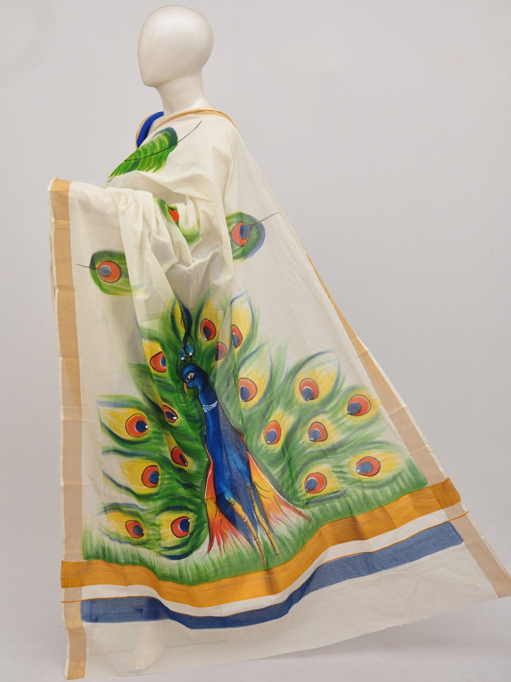 Kerala Hand print Cotton Sarees [D90718014] - DressesForWomen.IN