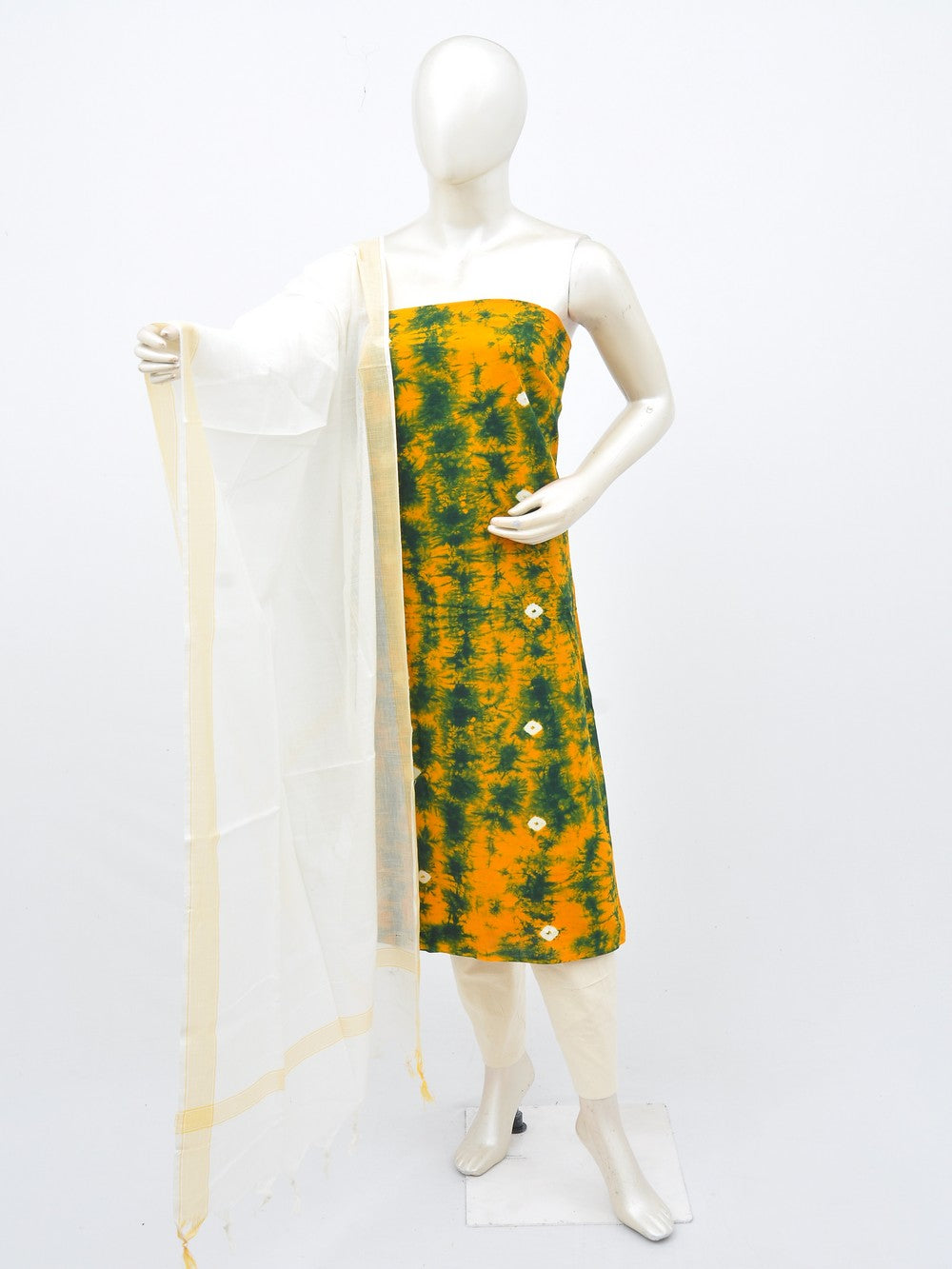 Batik Cotton Dress Material Plain Dupatta and Bottom [D30217001] - DressesForWomen.IN