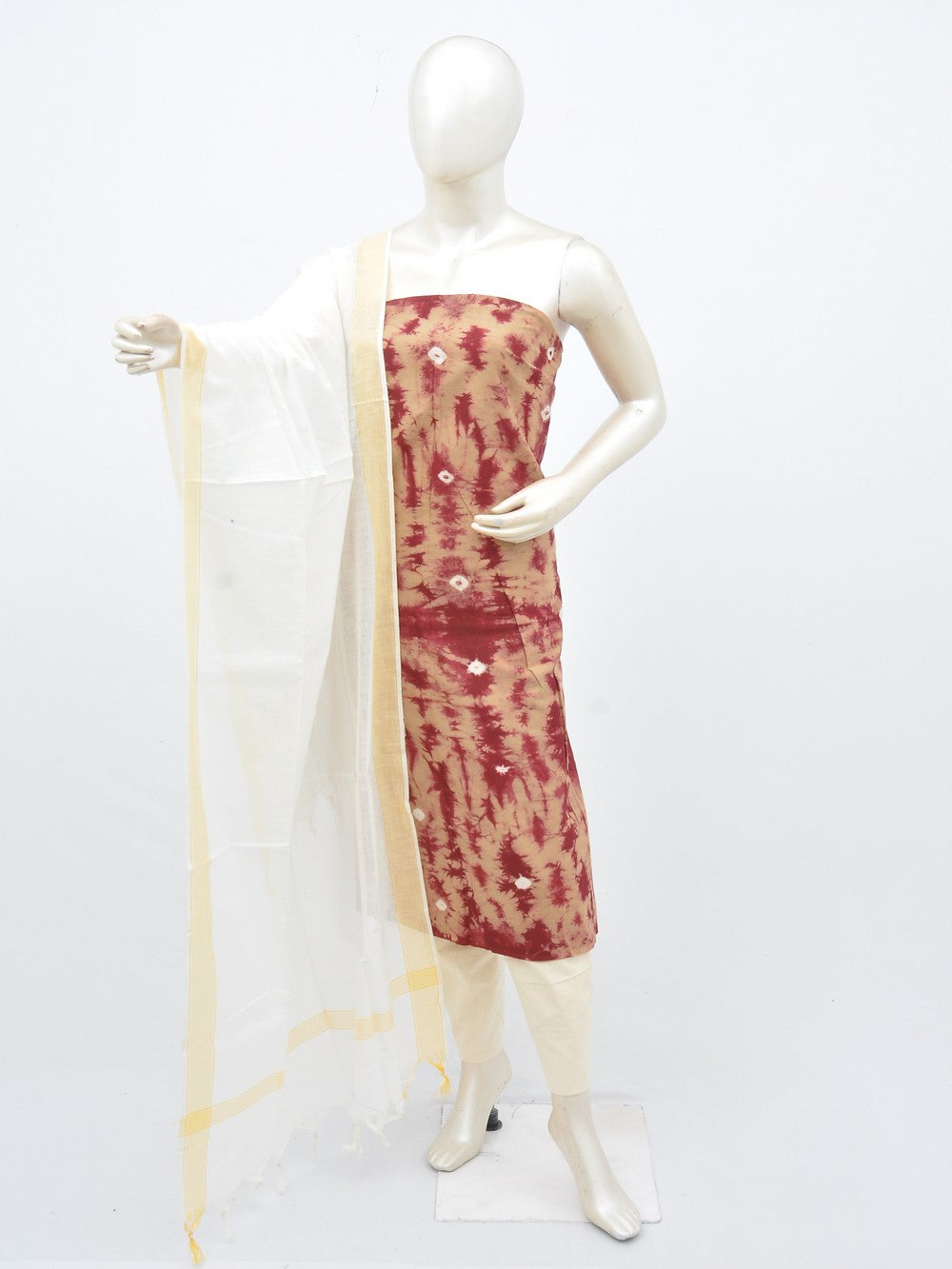 Batik Cotton Dress Material Plain Dupatta and Bottom [D30217006] - DressesForWomen.IN