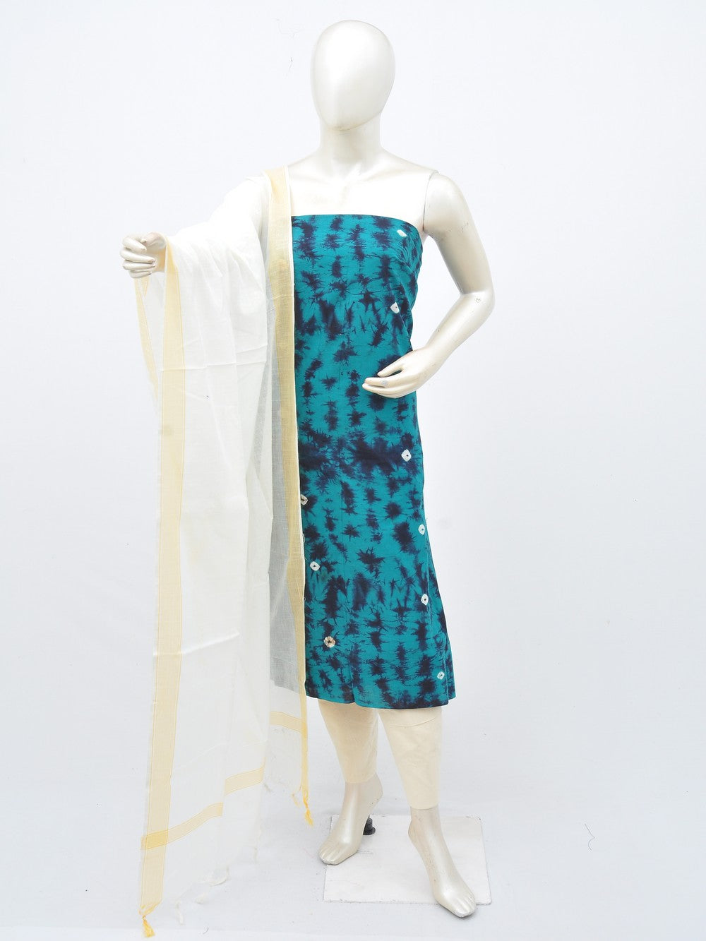 Batik Cotton Dress Material Plain Dupatta and Bottom [D30217017]