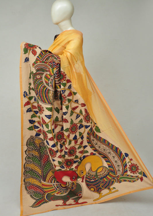 Chanderi Cotton-Silk Kalamkari Design Sarees [D80327391]