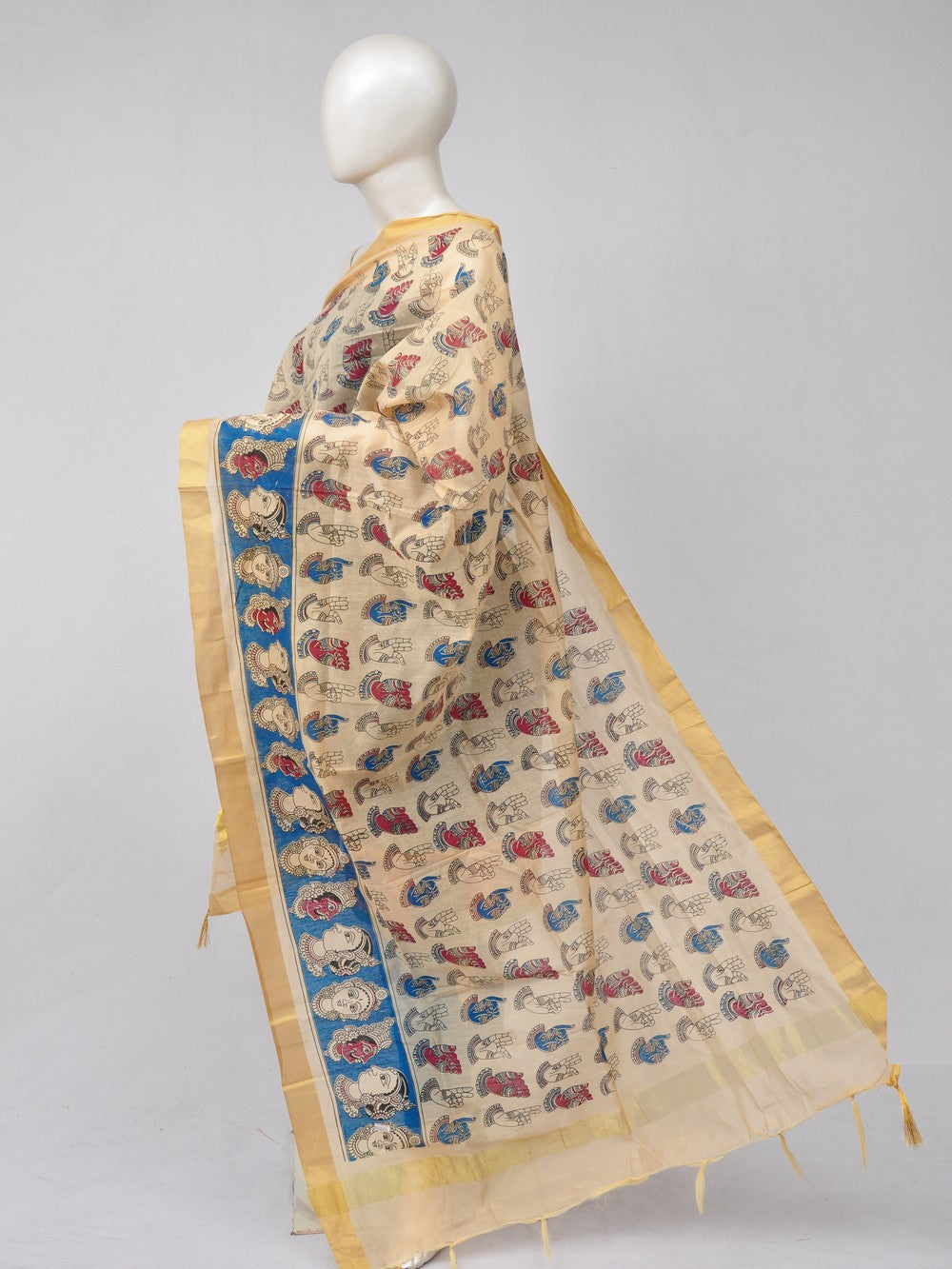 Chanderi Silk Dupatta Ikat Patch Dress Material [D70528000]
