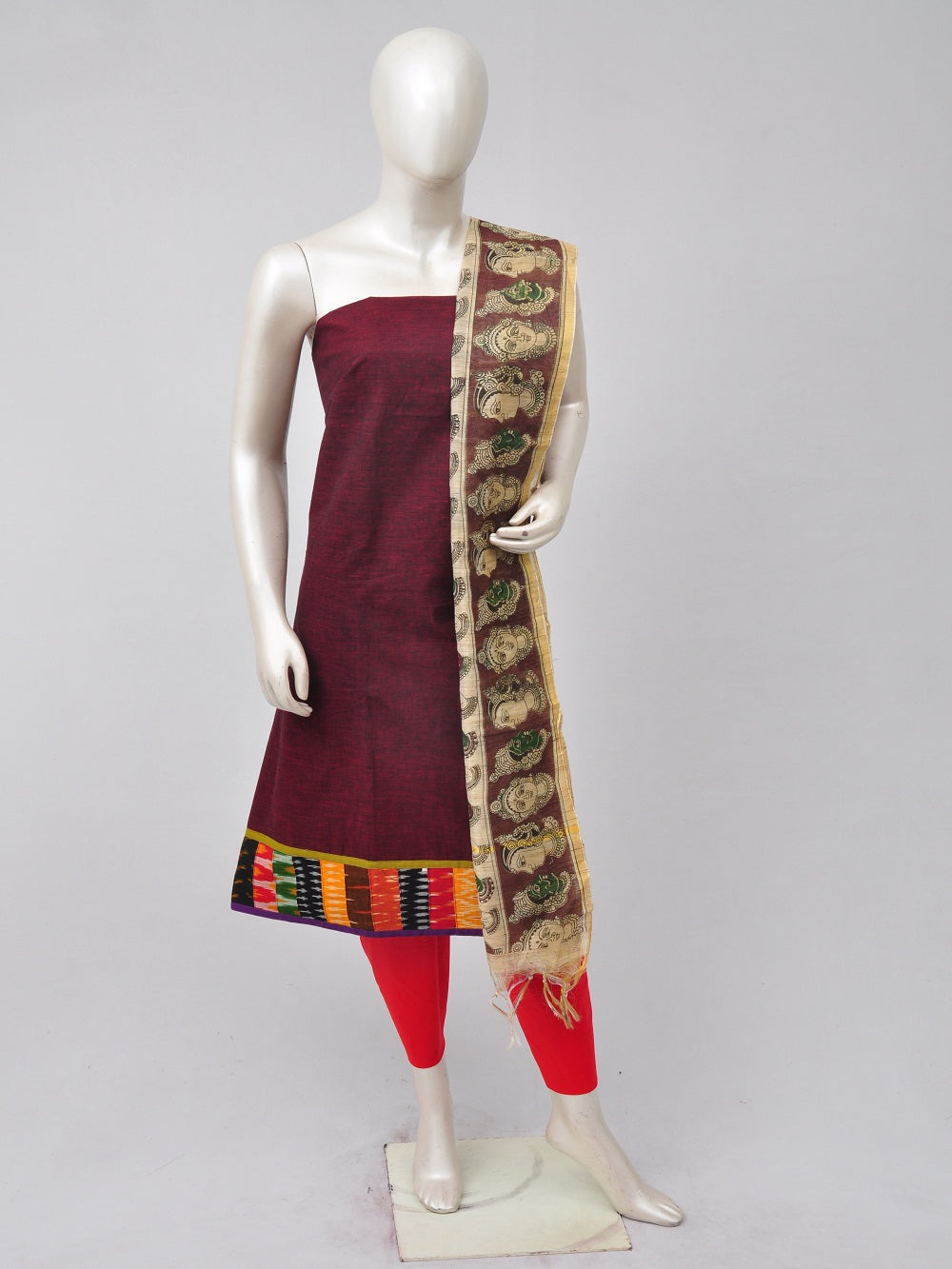 Chanderi Silk Dupatta Ikat Patch Dress Material [D70528003]