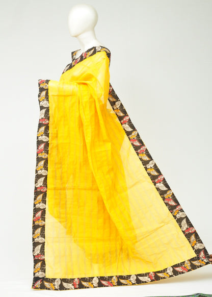 Chanderi Silk Kalamkari Patch Sarees   [D80119028]