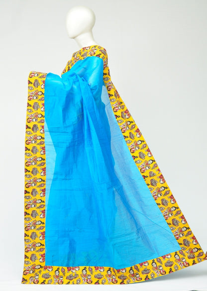 Chanderi Silk Kalamkari Patch Sarees   [D80119030]