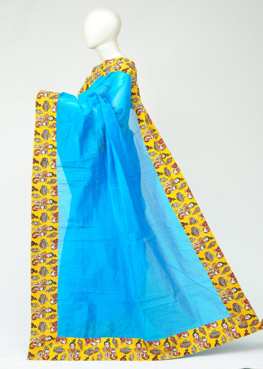 Chanderi Silk Kalamkari Patch Sarees   [D80119030]