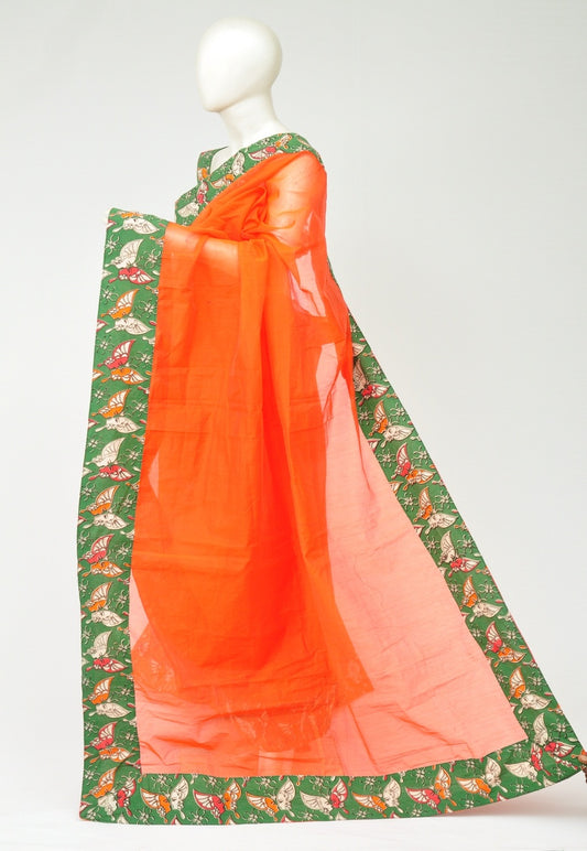 Chanderi Silk Kalamkari Patch Sarees   [D80119031]