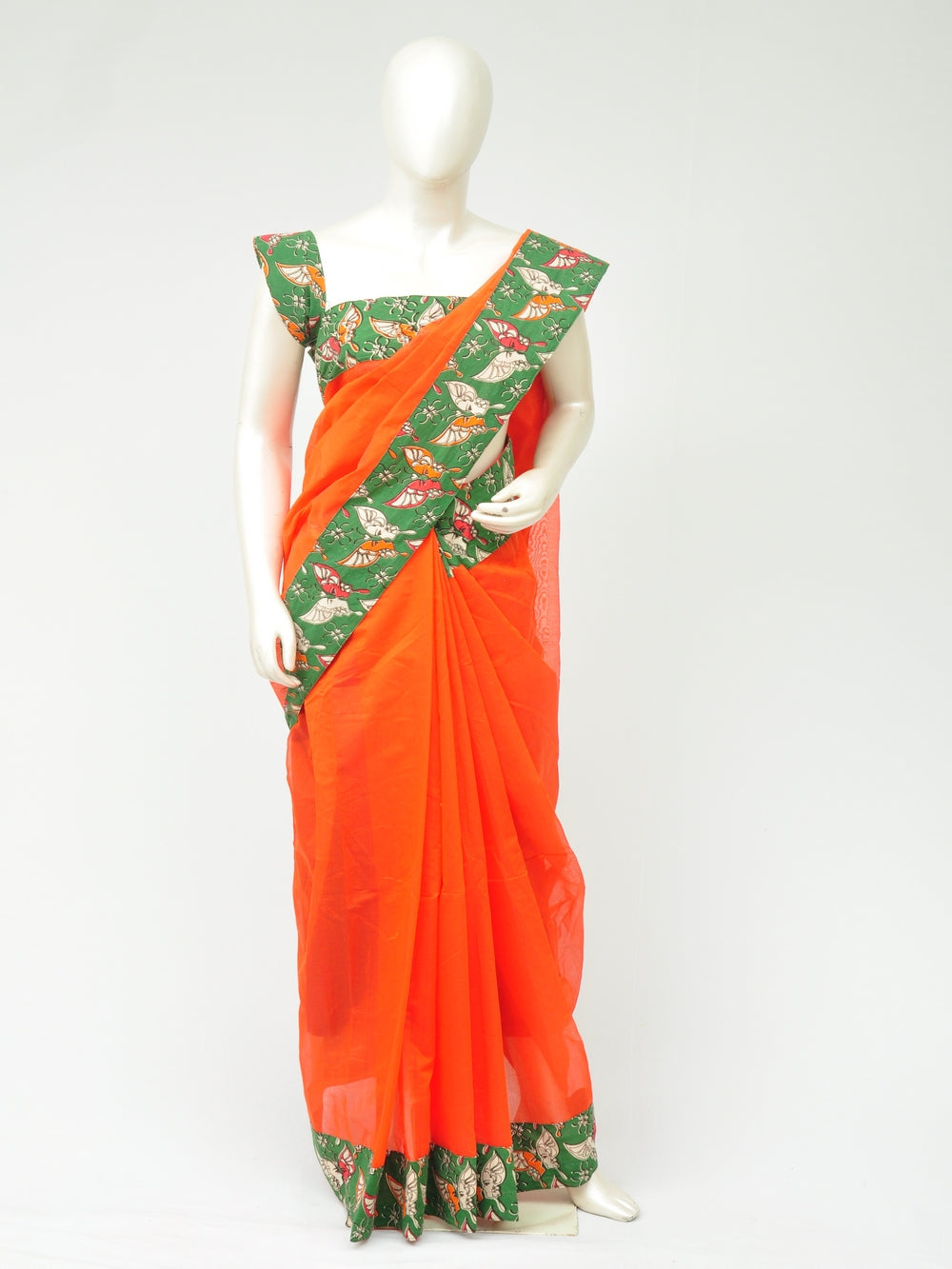 Chanderi Silk Kalamkari Patch Sarees   [D80119031]