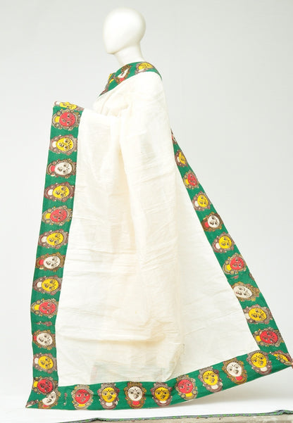 Chanderi Silk Kalamkari Patch Sarees   [D80119032]