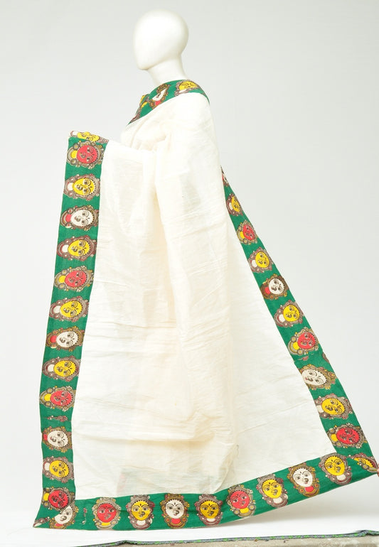 Chanderi Silk Kalamkari Patch Sarees   [D80119032]