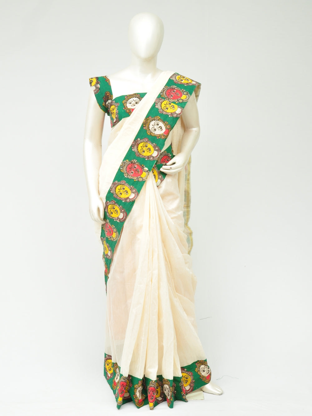 Chanderi Silk Kalamkari Patch Sarees   [D80119032]