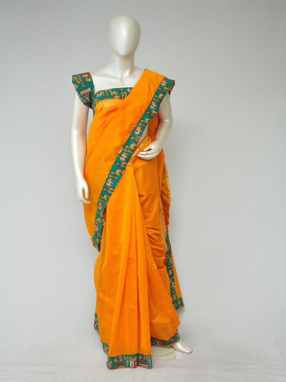 Chanderi Silk Kalamkari Patch Sarees   [D80123090]