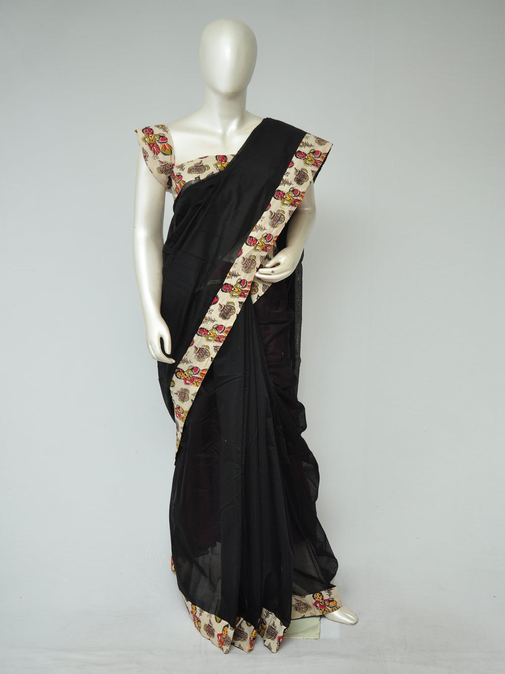 Chanderi Silk Kalamkari Patch Sarees   [D80123091]