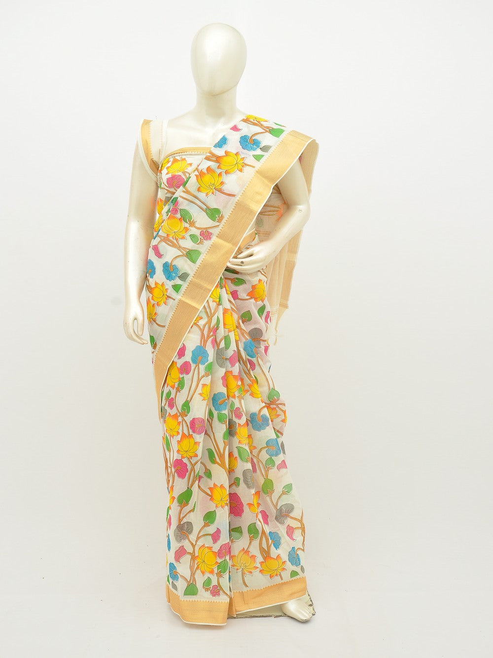 Cotton Zari Border Special Print Saree [D20108028]