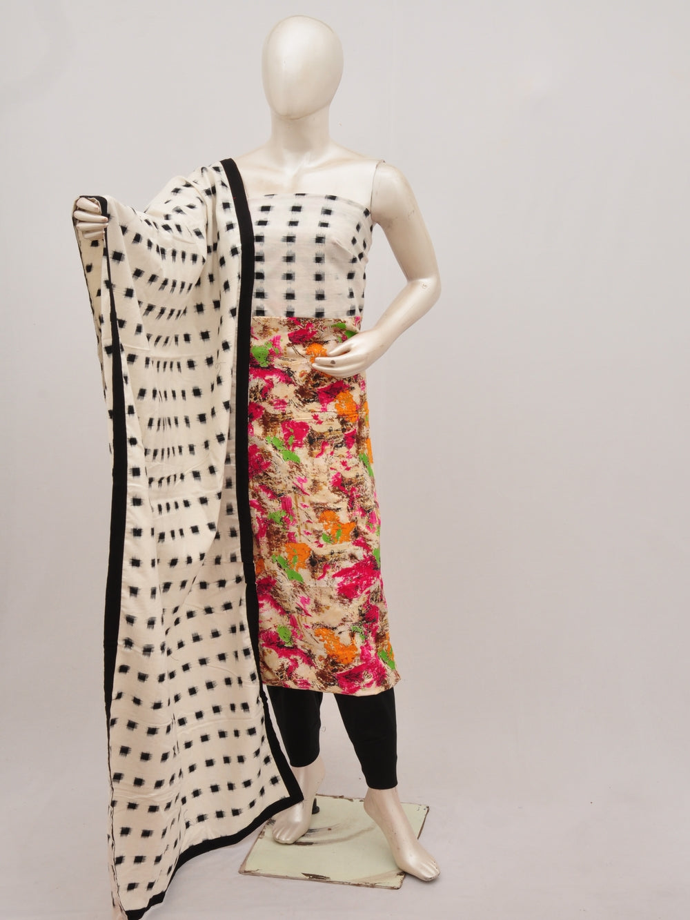 Double Ikkat Pochampally Rayon cotton Dress Material [D9082401]