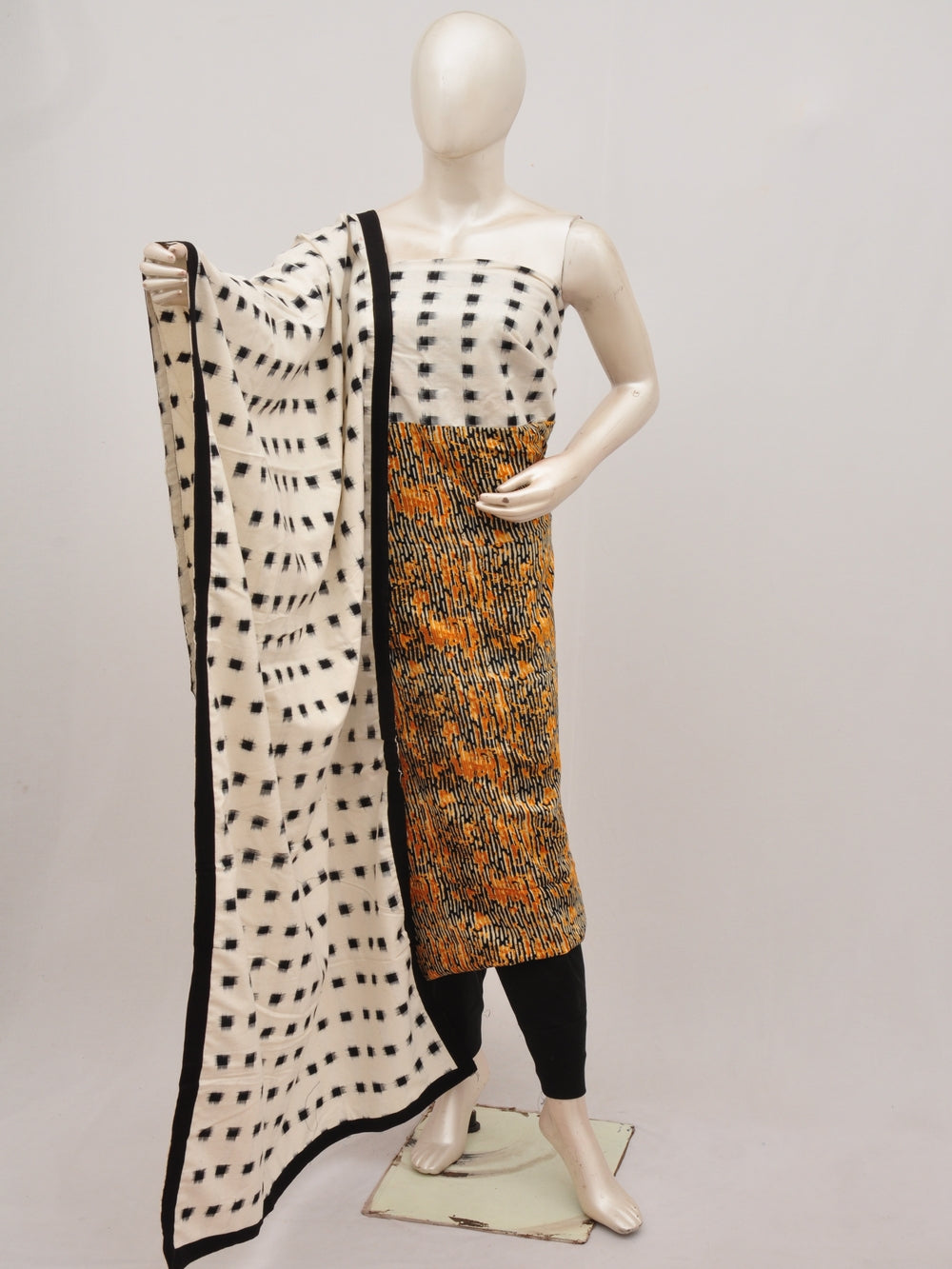 Double Ikkat Pochampally Rayon cotton Dress Material [D9082402]