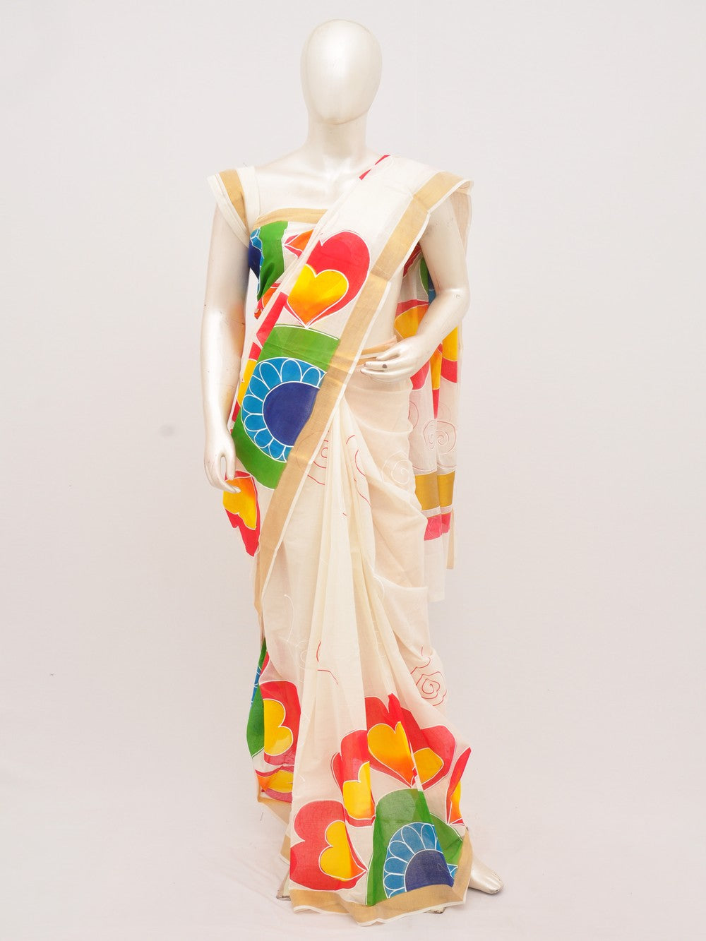 Kerala Hand print Cotton Sarees [D91008010] - DressesForWomen.IN