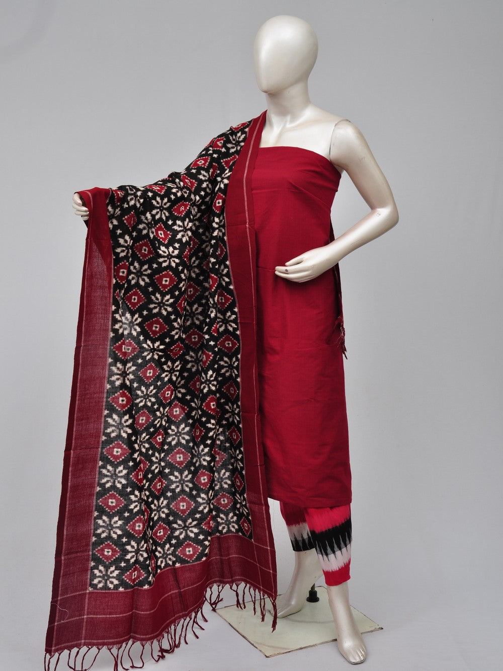 Pochampally Double Ikkat Designer Dress Material [D70828071]