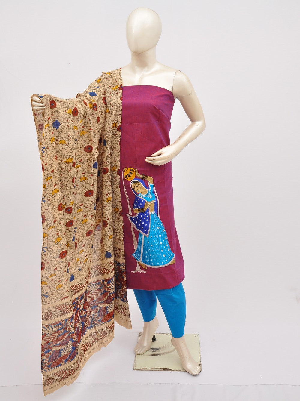 Kalamkari Doll Drop Designer Dress Material [D10330004]