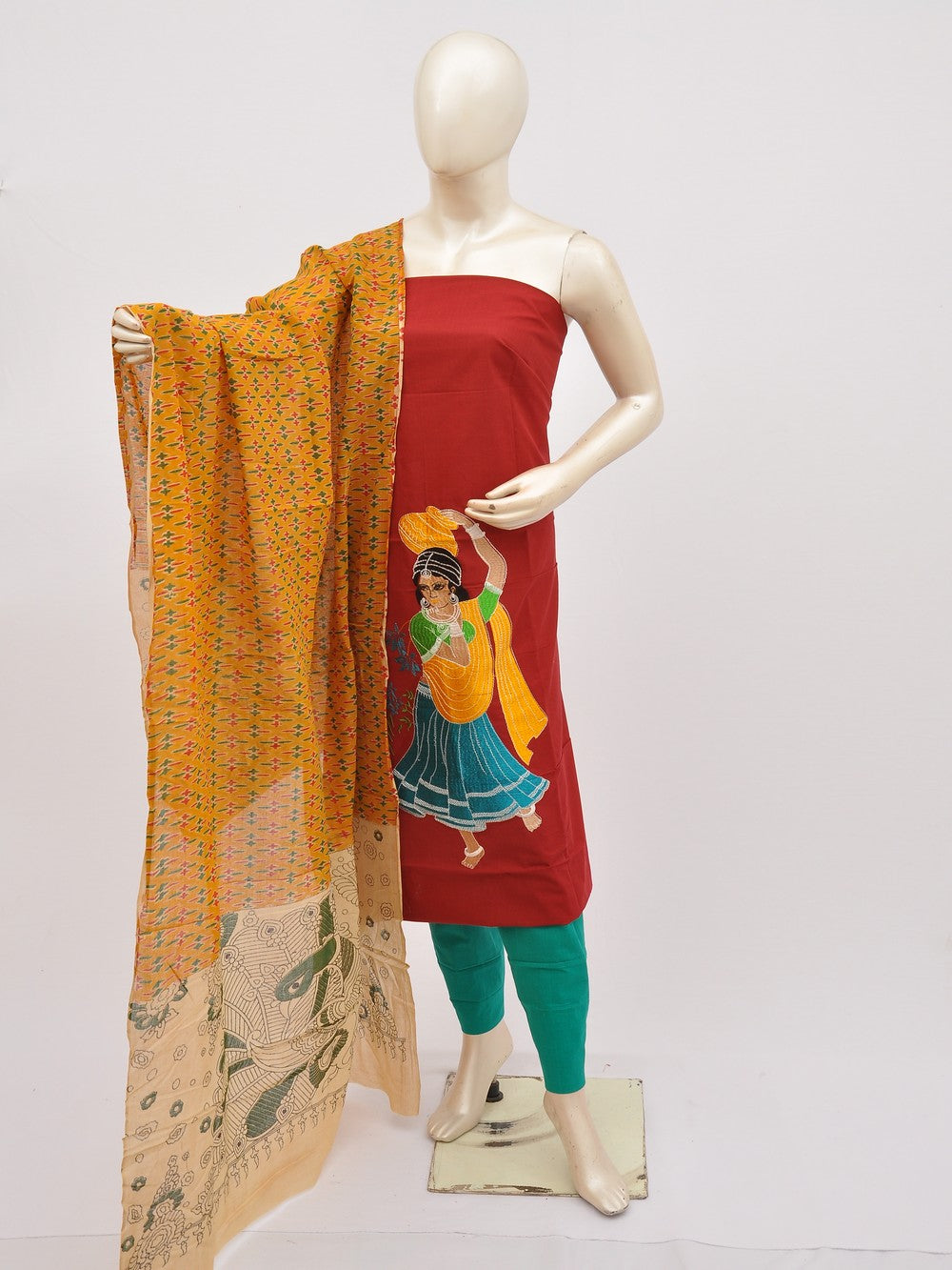 Kalamkari Doll Drop Designer Dress Material [D10330005]