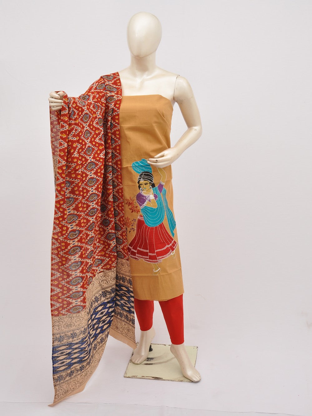 Kalamkari Doll Drop Designer Dress Material [D10330008]