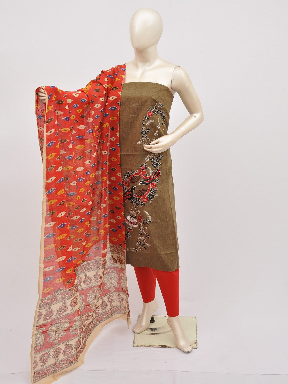 Kalamkari Doll Drop Designer Dress Material [D10330013]
