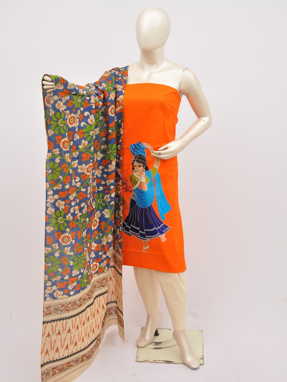 Kalamkari Doll Drop Designer Dress Material [D10330024]