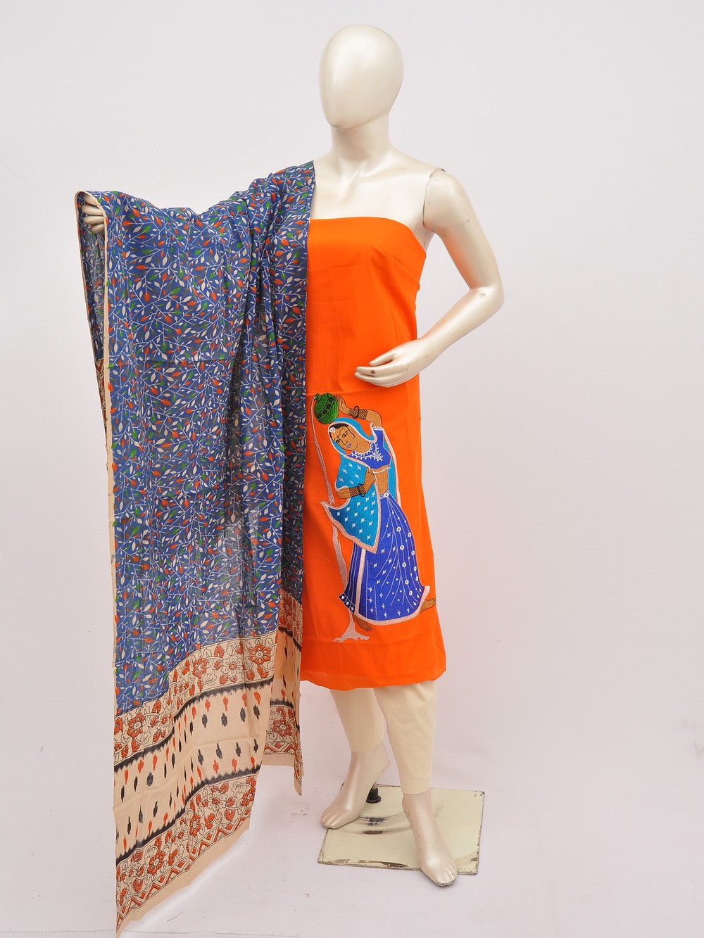 Kalamkari Doll Drop Designer Dress Material [D10330028]