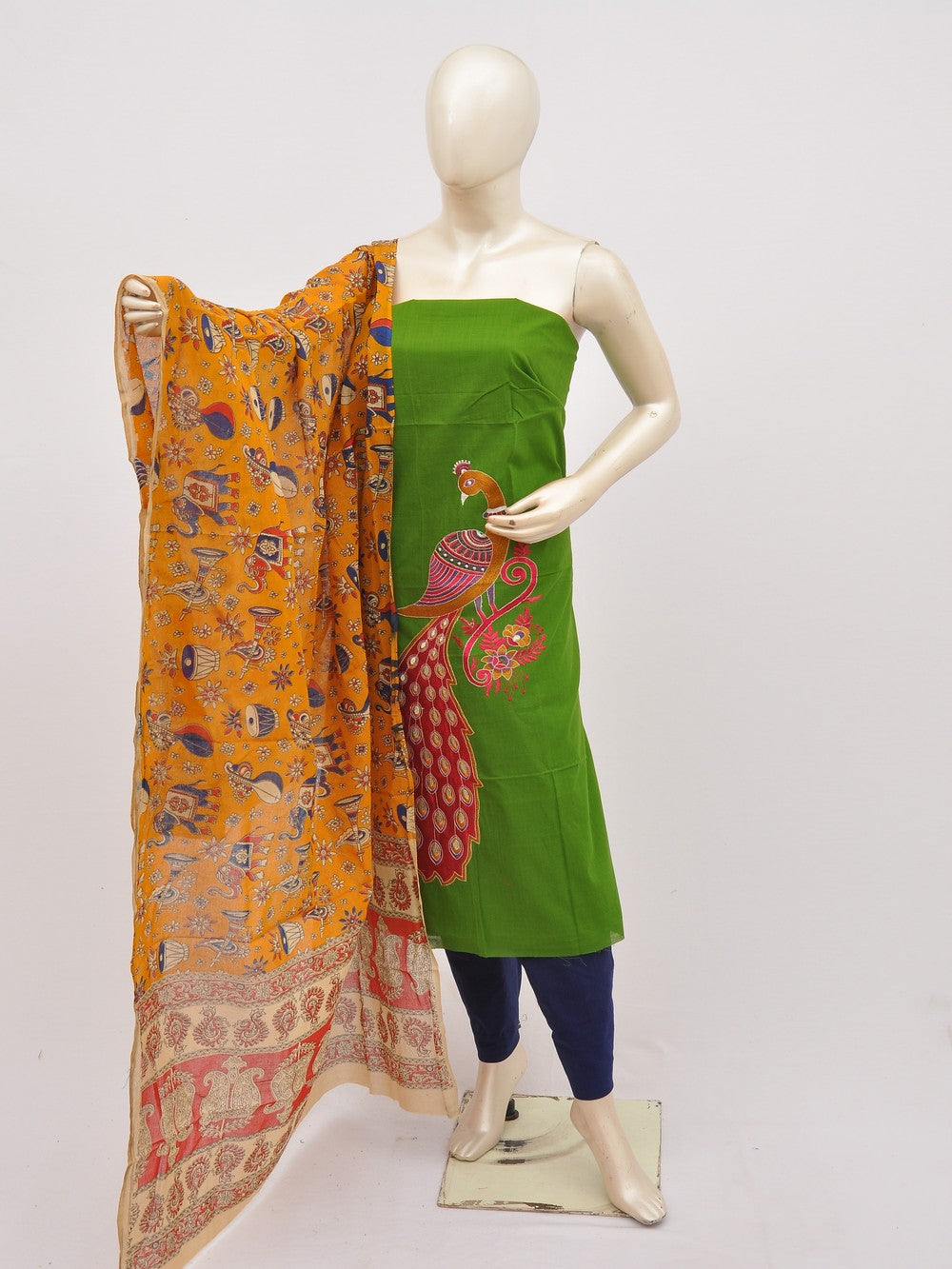 Kalamkari Doll Drop Designer Dress Material [D10330029]