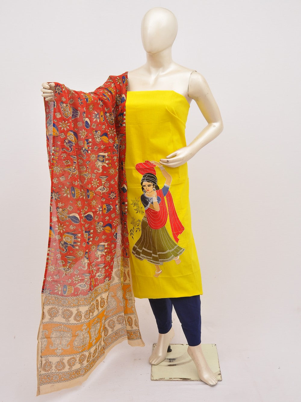 Kalamkari Doll Drop Designer Dress Material [D10330030]
