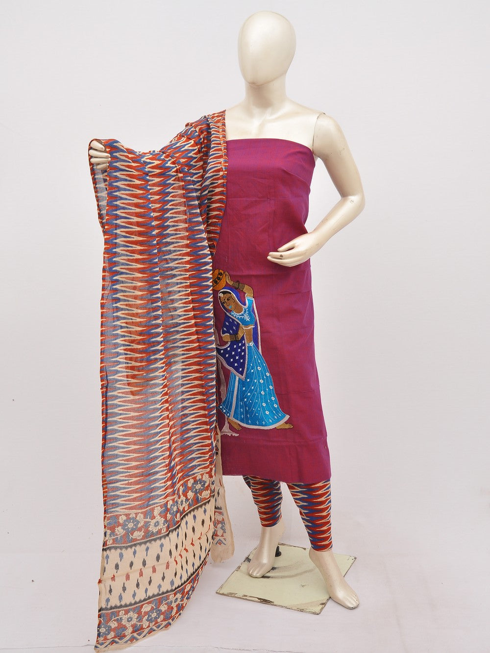 Kalamkari Doll Drop Designer Dress Material [D10330074]