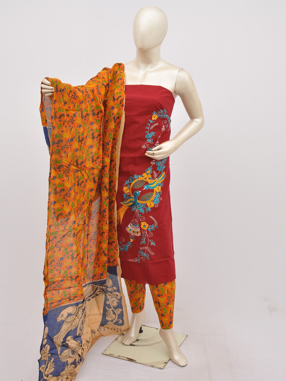Kalamkari Doll Drop Designer Dress Material [D10330075]