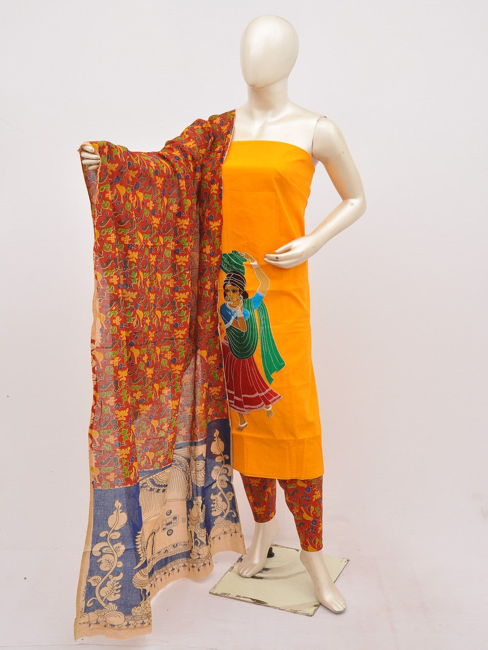 Kalamkari Doll Drop Designer Dress Material [D10330079]
