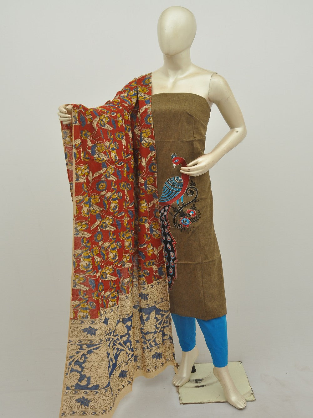 Kalamkari Doll Drop Designer Dress Material [D20124003]
