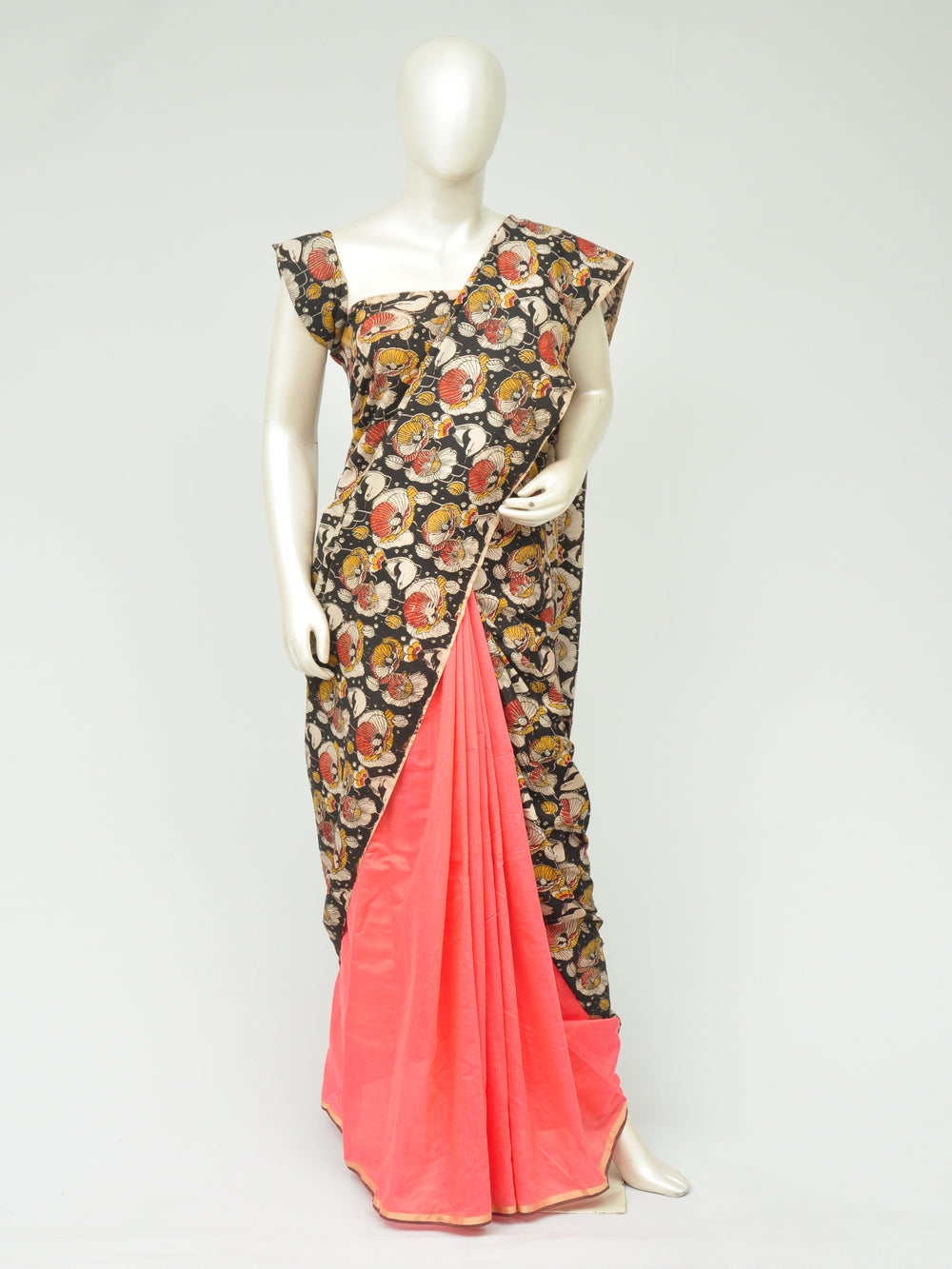 Chanderi Kalamkari Silk Half-Half Designer Sarees [D80119050]