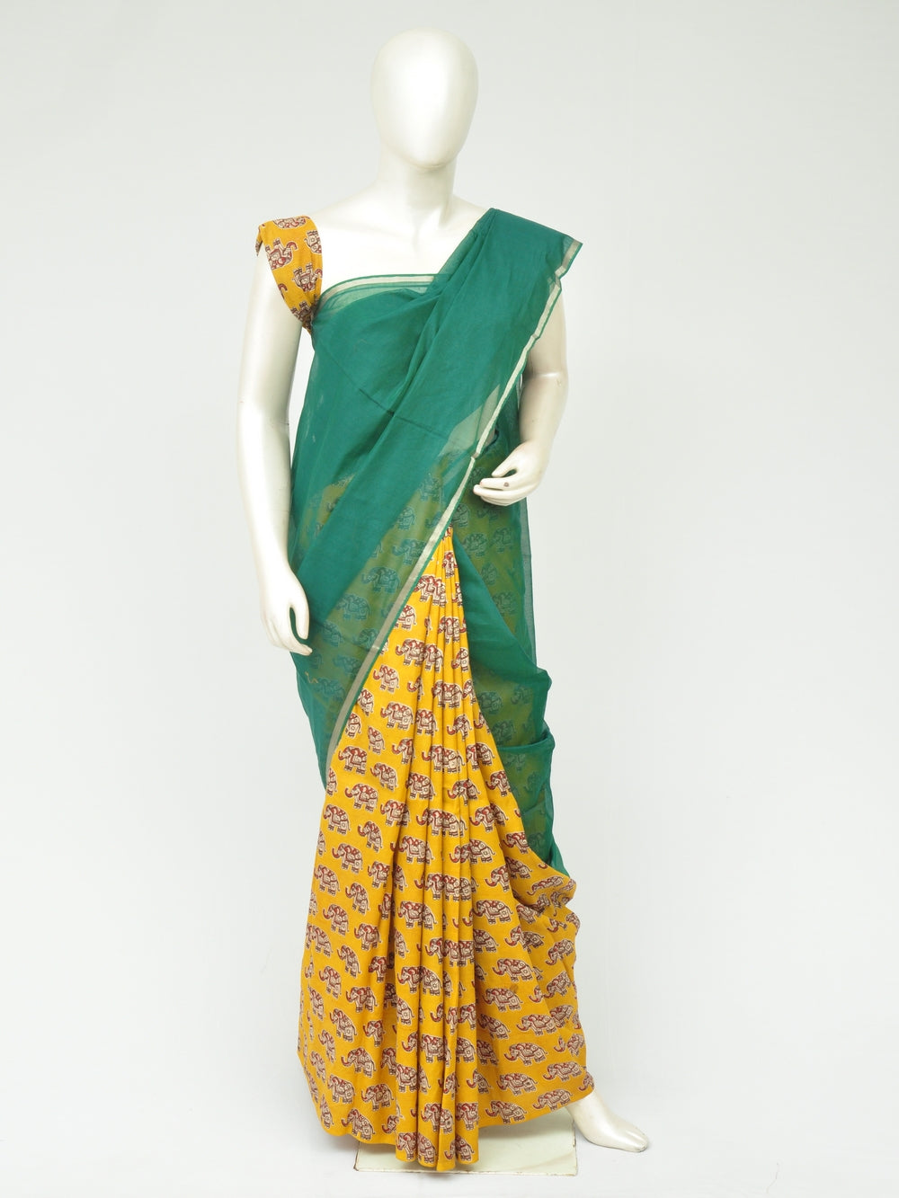 Chanderi Kalamkari Silk Half-Half Designer Sarees [D80119051]