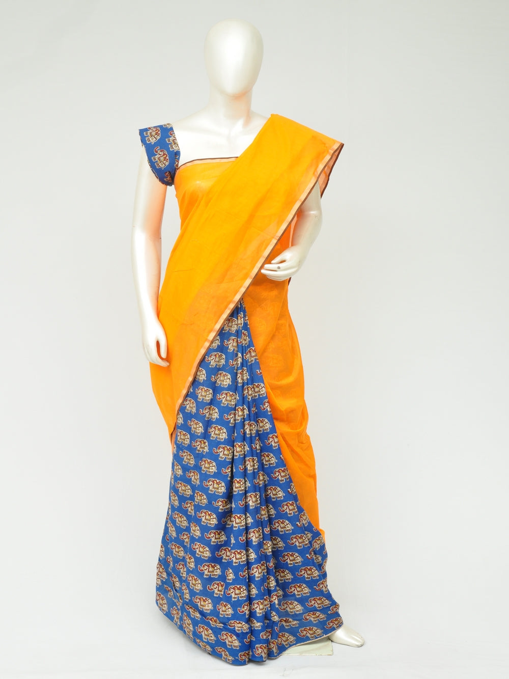 Chanderi Kalamkari Silk Half-Half Designer Sarees [D80119053]