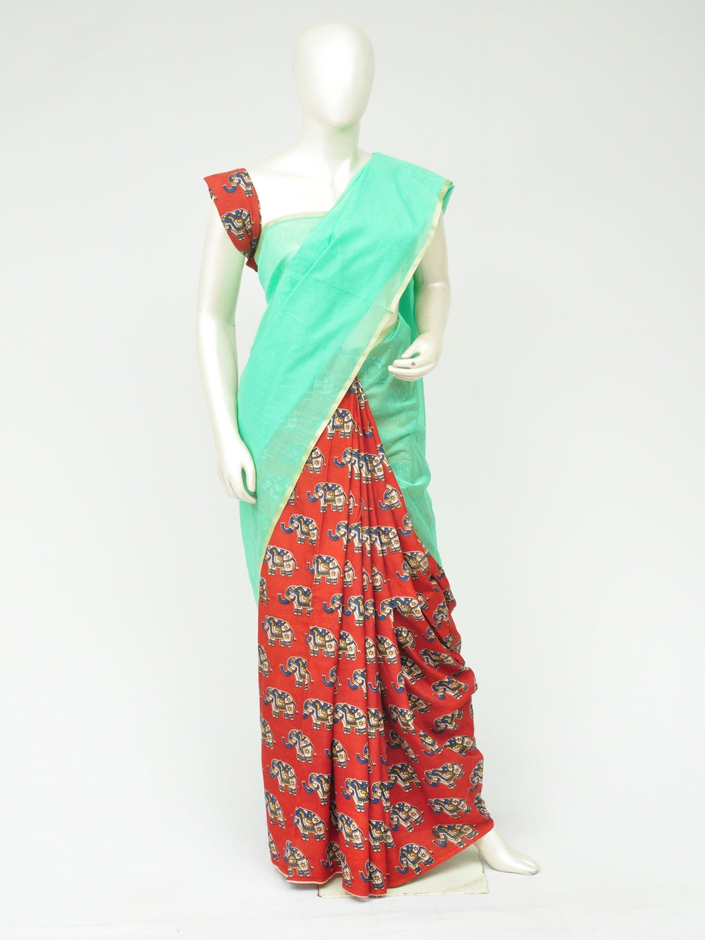 Chanderi Kalamkari Silk Half-Half Designer Sarees [D80119057]