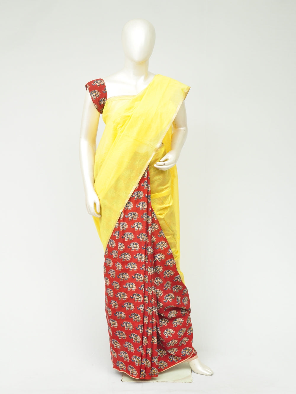Chanderi Kalamkari Silk Half-Half Designer Sarees [D80119059]