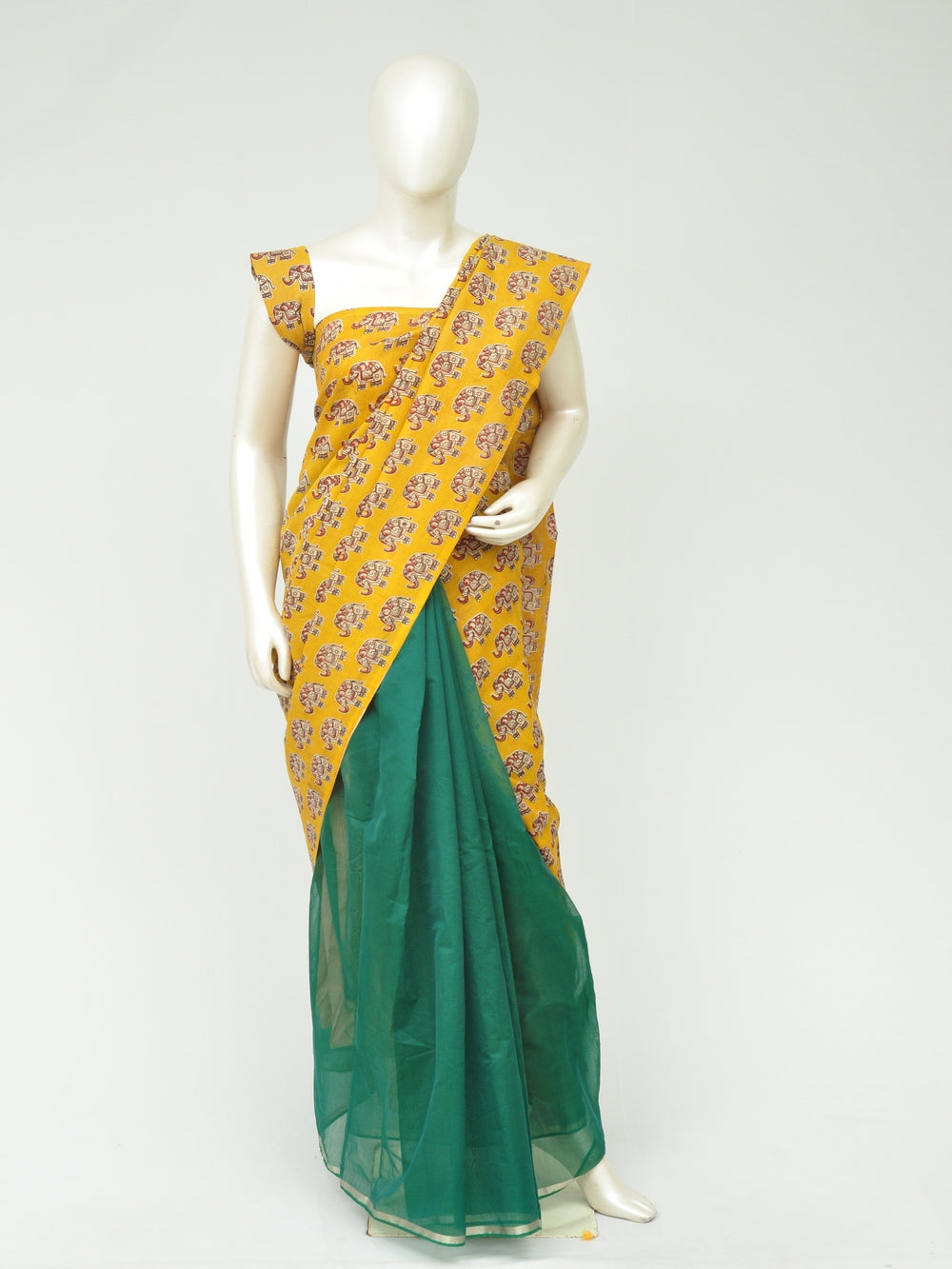 Chanderi Kalamkari Silk Half-Half Designer Sarees [D80119062]