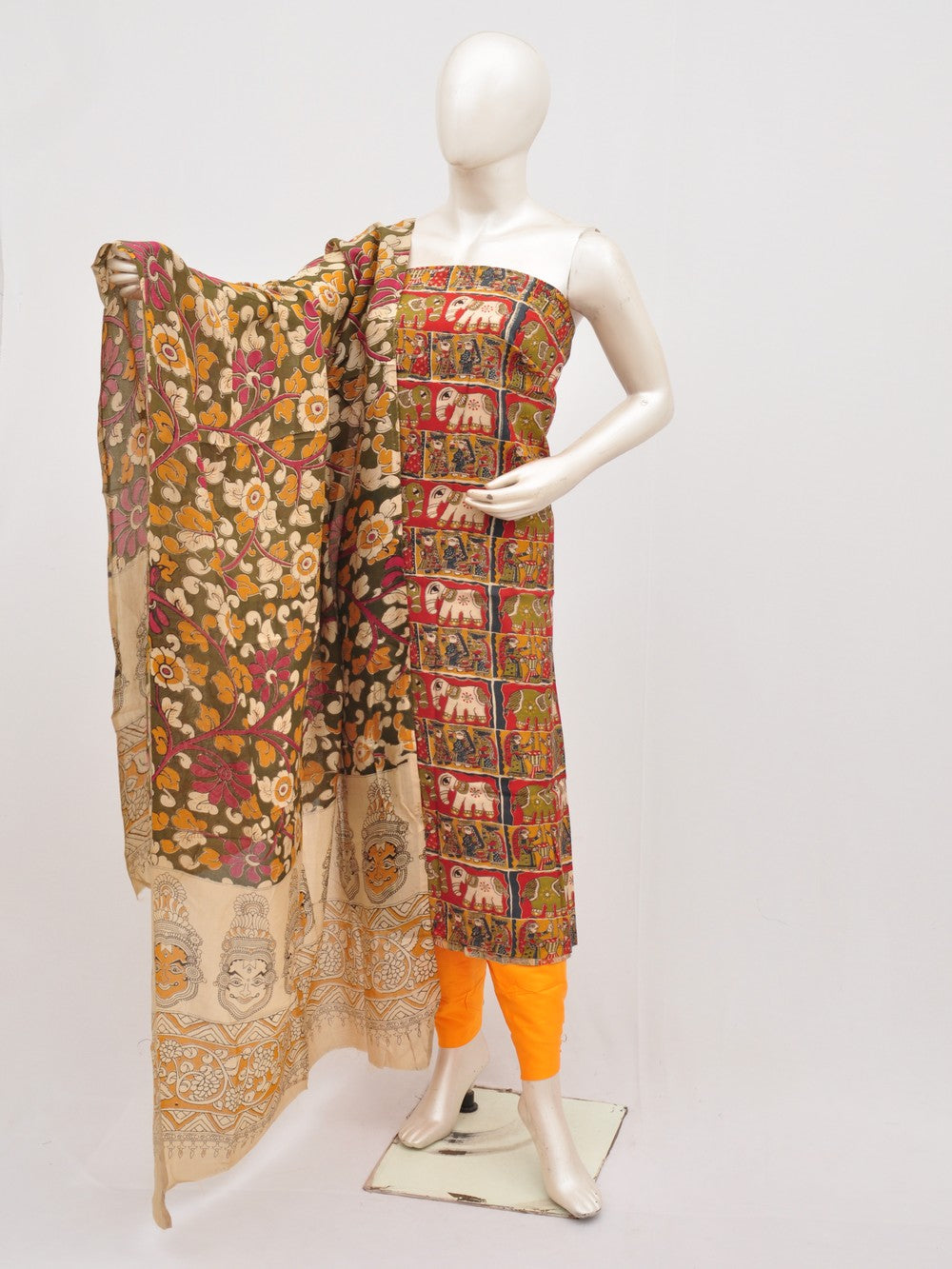 Kalamkari silk dress material Model 3 [D00111007]