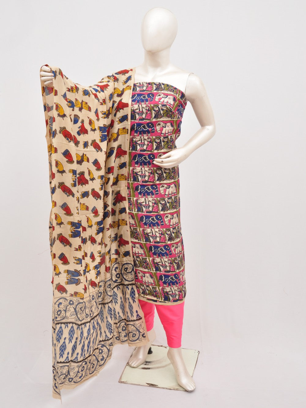 Kalamkari silk dress material Model 3 [D00111010]