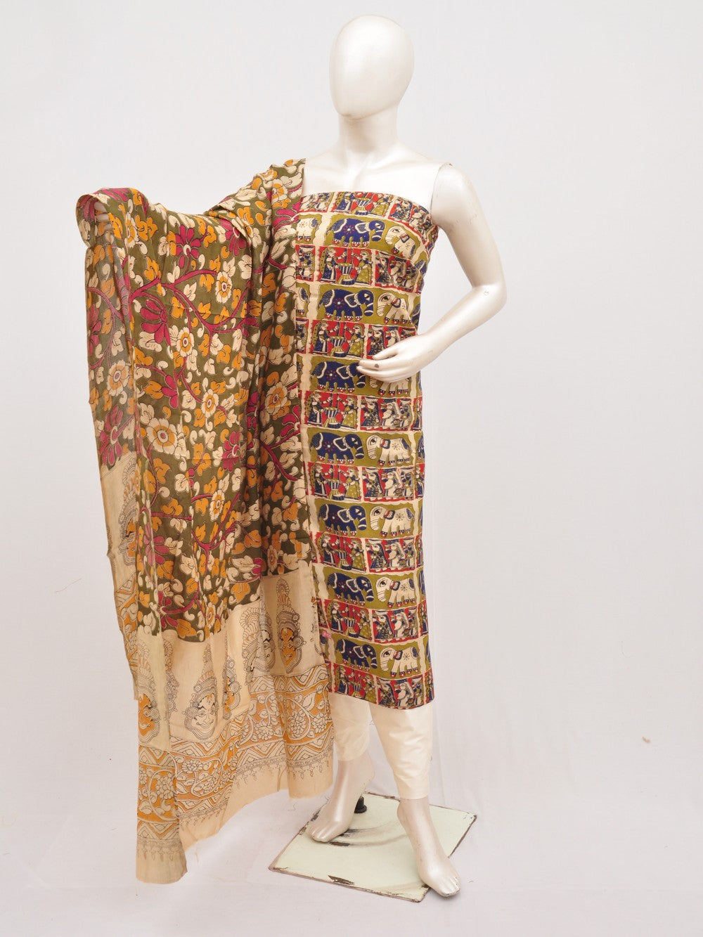 Kalamkari silk dress material Model 3 [D00111038]