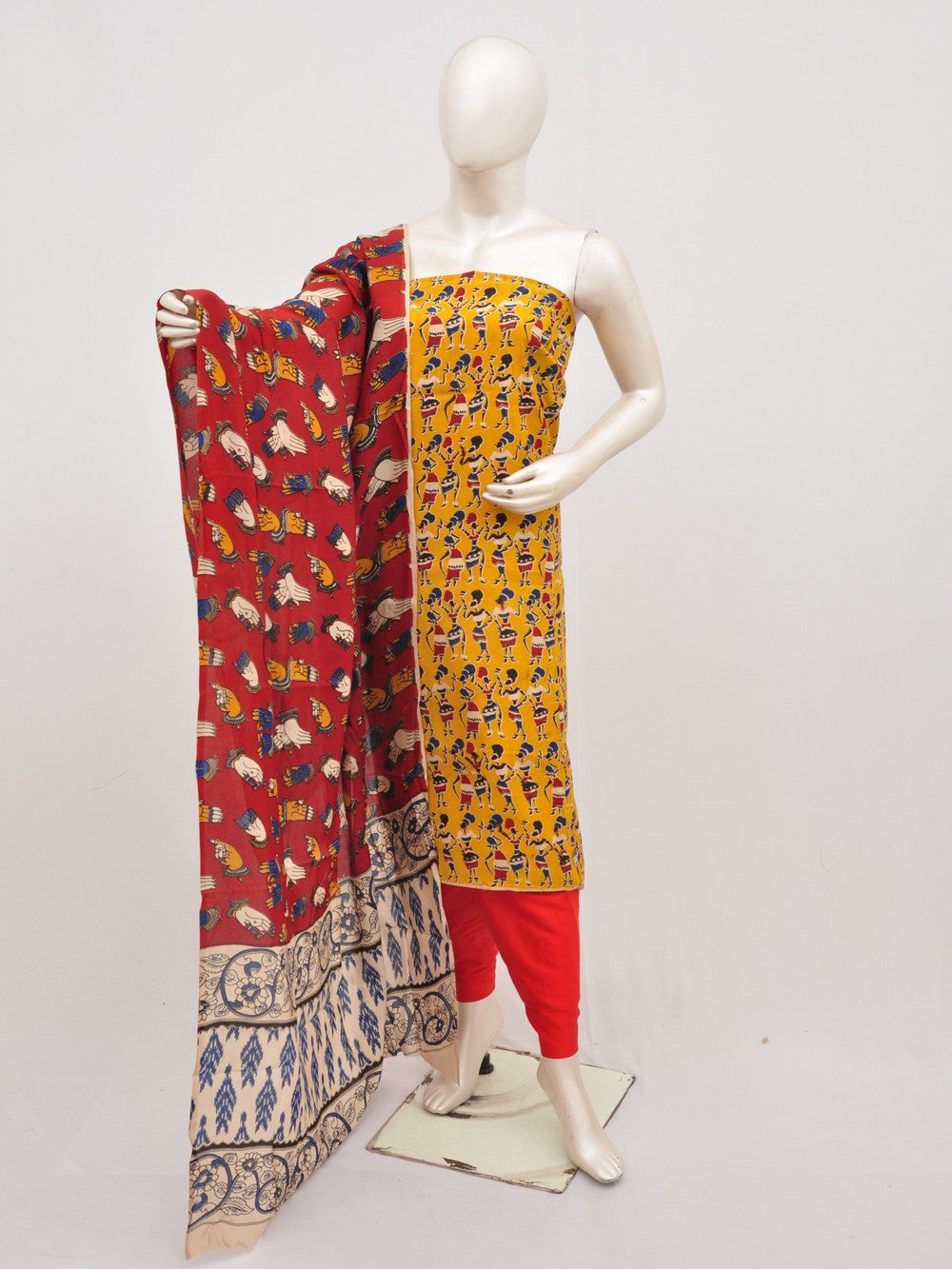 Kalamkari silk dress material Model 3 [D00111043]