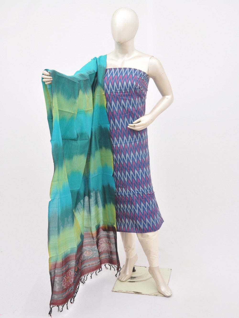 Mercerised Ikkat Cotton-Silk Designer Dress Material [D00130006]